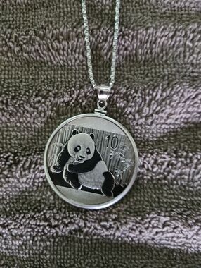 Panda Coin Pendant Necklace - Sterling Silver